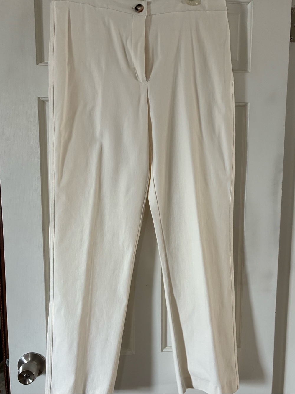 Womens Cream Straight-Leg Dress Pants